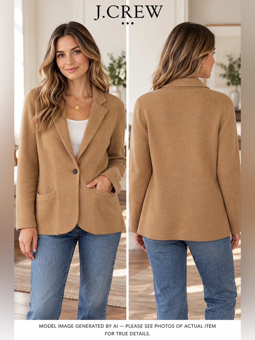 J.Crew Sweater Blazer Petite Large Knit Jacket Cotton Minimalist Preppy Chic